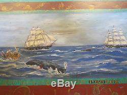 Old, Signed, Whale Painting On Seaman's Chest