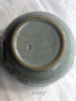Old Sleepy Eye Flemish Ware Stoneware Salt bowl Blue/Grey. 1902-03 Weir Pottery