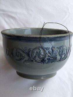 Old Sleepy Eye Flemish Ware Stoneware Salt bowl Blue/Grey. 1902-03 Weir Pottery
