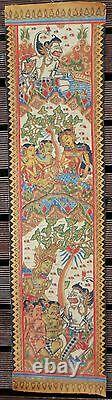 Old Traditional Kamasan Balinese Religious Painting On Cloth Signed