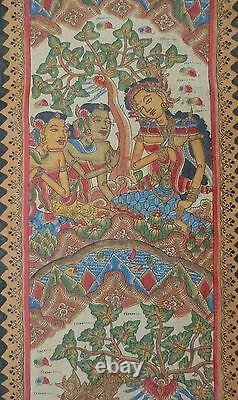 Old Traditional Kamasan Balinese Religious Painting On Cloth Signed