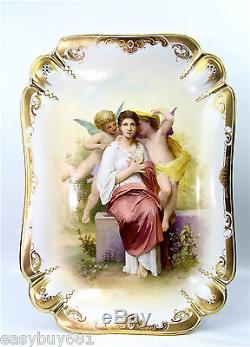 Old Vienna Austria Porcelain Cabinet Wall Plaque Tray Beehive Mark Artist Sign