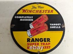 Old Vintage 1933 Winchester Ranger Ammunition Porcelain Gun Sign Colt Remington