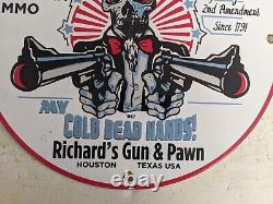 Old Vintage 1957 Gun & Pawn Ruger Colt Porcelain Metal Hunting Gun Dealer Sign