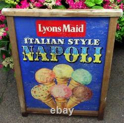 Old Vintage 1960s Lyons Maid Napoli Ice Cream Metal Advertising Sign Beach Hut