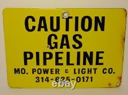 Old Vintage 1970s MISSOURI POWER & LIGHT CO. GAS OIL Porcelain Advertising Sign