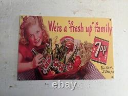 Old Vintage 7 Up Soda Pop Beverage Metal Porcelain Gas Station Advertising Sign