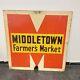 Old Vintage Antique Middletown Farmers Market Sign Heavy Metal Road Hi-way Rare