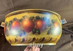 Old Vintage American Folk Art Tole Painted Apple Bucket Painting W. C. Wrede