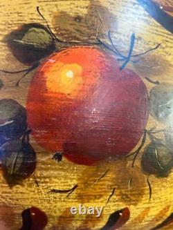 Old Vintage American Folk Art Tole Painted Apple Bucket Painting W. C. Wrede