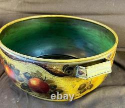 Old Vintage American Folk Art Tole Painted Apple Bucket Painting W. C. Wrede