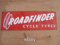 Old Vintage Antique Enamel Shop Sign Cycles Bicycles Tires Tyres Roadfinder 2