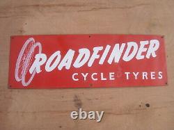 Old Vintage Antique Enamel Shop Sign Cycles Bicycles Tires Tyres Roadfinder 2