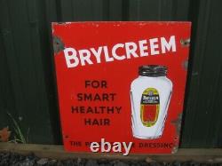 Old Vintage Antique Enamel Sign Advert Barber Shop Shaving Razor Brylcreem Hair