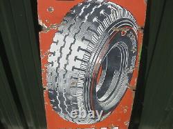 Old Vintage Antique Enamel Sign Garage Advert India Tyres Gas Pump
