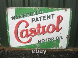 Old Vintage Antique Enamel Sign Garage Gas Petrol Oil Jug Globe Pump Castrol Can