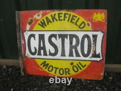 Old Vintage Antique Enamel Sign Garage Gas Petrol Oil Jug Globe Pump Castrol Tin