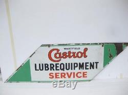 Old Vintage Antique Garage Enamel Sign Advert Petrol Gas Oil Cabinet Jug Castrol