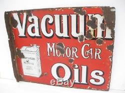 Old Vintage Antique Garage Enamel Sign Advert Petrol Gas Oil Can Jug Vacuum