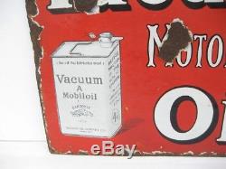 Old Vintage Antique Garage Enamel Sign Advert Petrol Gas Oil Can Jug Vacuum