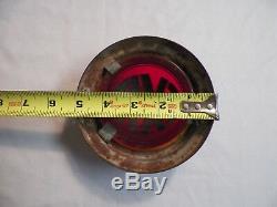 Old Vintage Antique Round Art Deco Theater Glass Exit Light Sign Red & Black