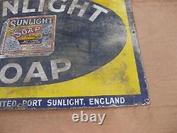 Old Vintage Antique Shop Enamel Sign Sunlight Soap Box packet