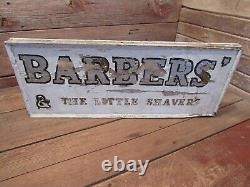 Old Vintage Antique Wood Barber Shop Sign Barbers' & The Little Shavers