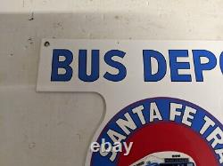Old Vintage Bus Depot Santa Fe Trail System Porcelain Transportation Sign