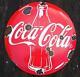Old Vintage Coca Cola Domed Button Porcelain Enamel Steel Shop Sign 30cm B