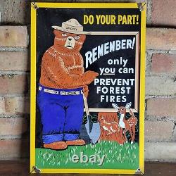 Old Vintage Dated 1954 Smokey The Bear Porcelain Sign 18 X 12 Forest Fires