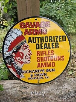 Old Vintage Dated 1972 Richard's Pawn & Gun Porcelain Sign 12 Texas