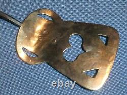 Old Vintage Folk Art Heart Cutout Brass & Wrought Iron Spatula Hearth Utensil