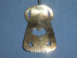 Old Vintage Folk Art Heart Cutout Brass & Wrought Iron Spatula Hearth Utensil