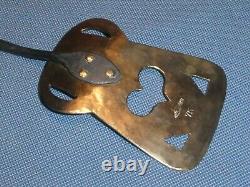 Old Vintage Folk Art Heart Cutout Brass & Wrought Iron Spatula Hearth Utensil