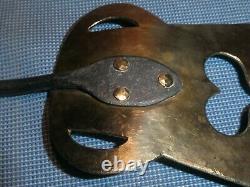 Old Vintage Folk Art Heart Cutout Brass & Wrought Iron Spatula Hearth Utensil