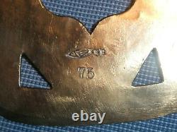 Old Vintage Folk Art Heart Cutout Brass & Wrought Iron Spatula Hearth Utensil