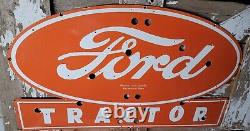 Old Vintage Ford Porcelain Sign 48 Neon Skin Farm Tractor Dealer Sales Service