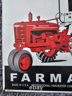 Old Vintage International Harvester Farmall Porcelain Heavy Metal Sign 12 X 12