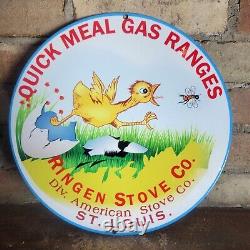 Old Vintage Quick Meal Gas Ranges Porcelain Ringen Stove Co. Sign Appliances 12