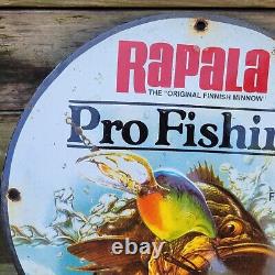 Old Vintage Rapala Pro Fishing Lures Fish Porcelain Advertising Sign Boat Bait