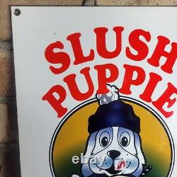 Old Vintage Slush Puppie Heavy Metal Porcelain Advertising Sign Ice Cream 12x8