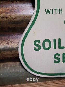 Old Vintage Soil Erosion Service Porcelain Sign Dept Interior Farm Water Shield