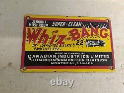 Old Vintage Whiz-bang. 22 Ammunition Porcelain Gun Hunting Sign Ammo