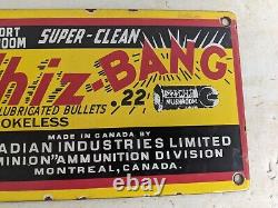 Old Vintage Whiz-bang. 22 Ammunition Porcelain Gun Hunting Sign Ammo