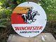 Old Vintage Winchester Ammunition Rifles Porcelain Sign Gun Cowboy Ammo 12
