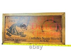 Old Vtg Antique 1926 Advertising Wood Panel Framed Old Dutch Cleaner Chases Dirt