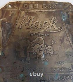 Old Vtg Antique Chain Drive Truck Sign Mack Brass Tag Plate Bulldog New York