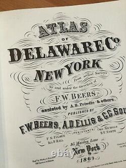 Old Vtg Atlas Delaware County Ny 1869 Hand Signed Numbered Martin Wehle Map Book