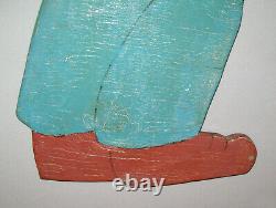 Old Vtg Mid 20th C 1940s Folk Art Wooden Figure 24 In Tall Boy Original Paint