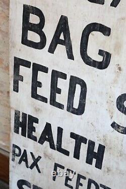 Old Wood Feed Seed Sign Farm hardware General store Cattle Hogs Farmhouse White